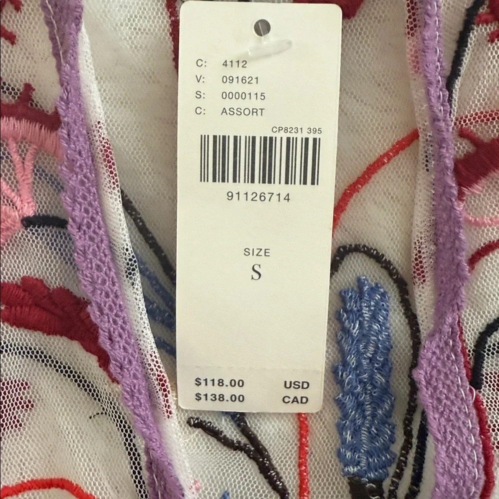 ✨ Maeve Anthropologie Cammie Embroidered Mesh Peplum Top - Sheer Floral - Size S - Picture 2 of 8